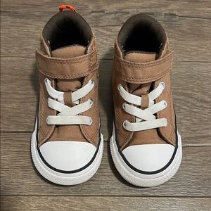 Kids Brown High-Top Converse Sneakers